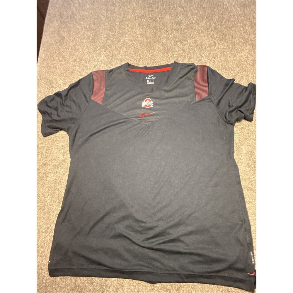 Nike Ohio State Buckeyes Shirt Mens XL Black Dri-FIT Coach Sideline